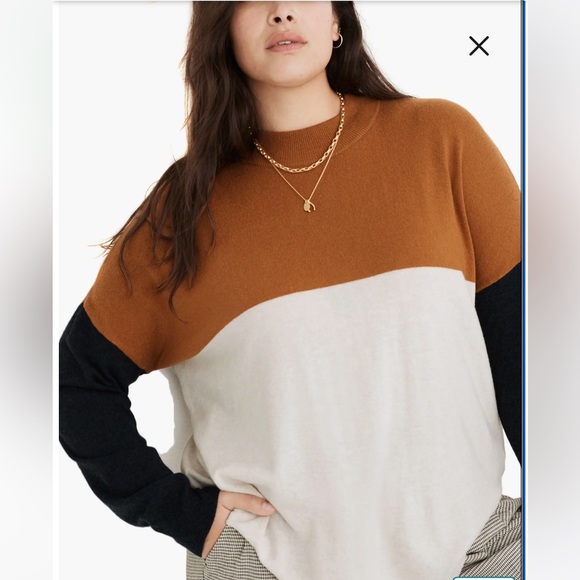 Madewell Colorblock Ashbury Mock Neck Sweater - Picture 10 of 10